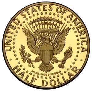 Reverse of Gold 2014-P Kennedy Half Dollar